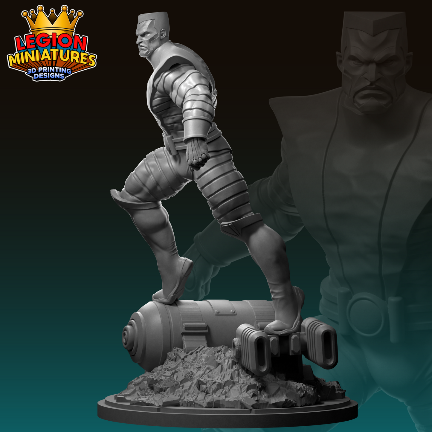 a statue of a man with a gun