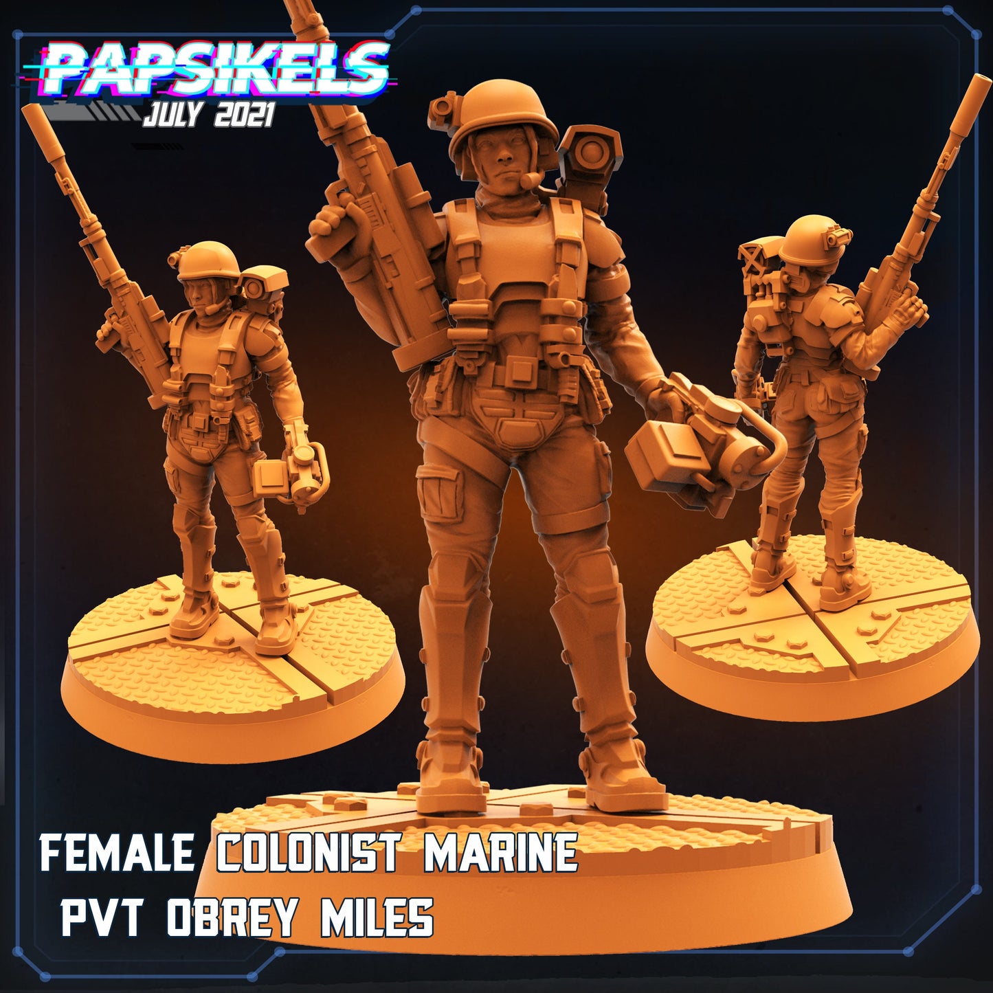 Female Colonist Marine PVT Obrey Miles | Tabletop Miniature | Sci-Fi | Cyberpunk
