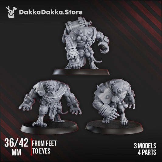 Big Rat Miners - Set of 3 | Grimdark | Sci-Fi Future | Tabletop Wargaming