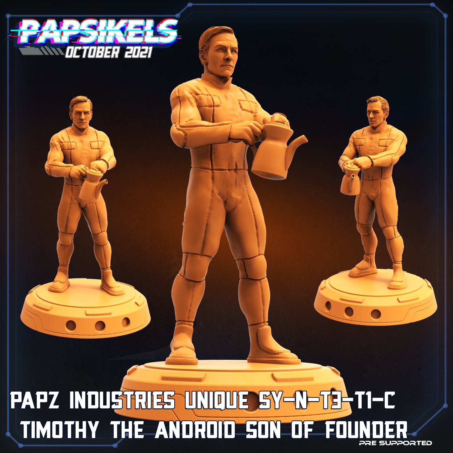 PAPZ Industries Model SY-N-T3-T1-C Timothy the Android Son of Founder | Tabletop Miniature | Sci-Fi | Cyberpunk