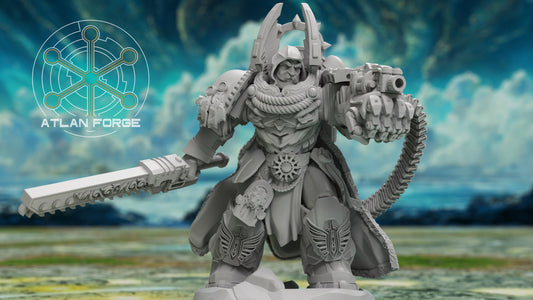 Angelic Aegis Captain - v2 | DnD Miniatures  | Wargame Proxies | Sci-Fi | Cyberpunk