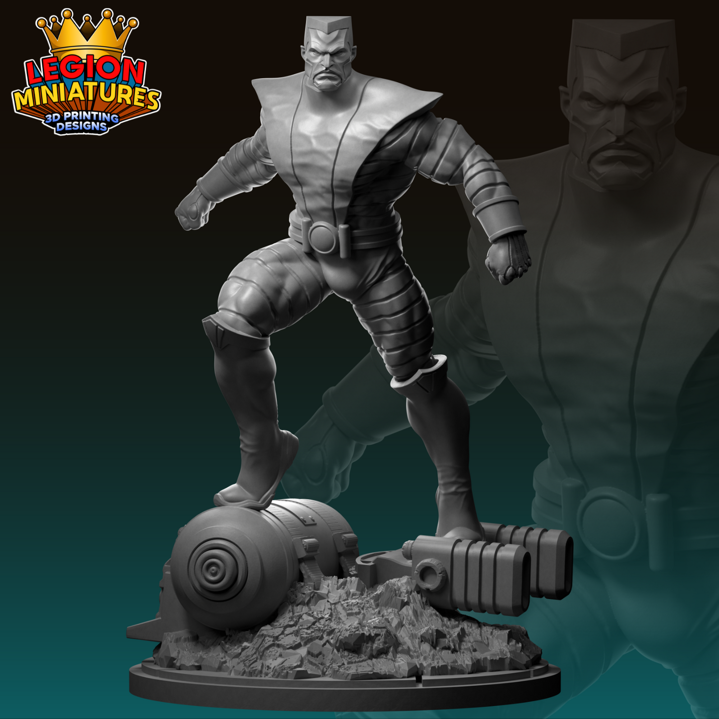 a statue of a man standing on top of a ball
