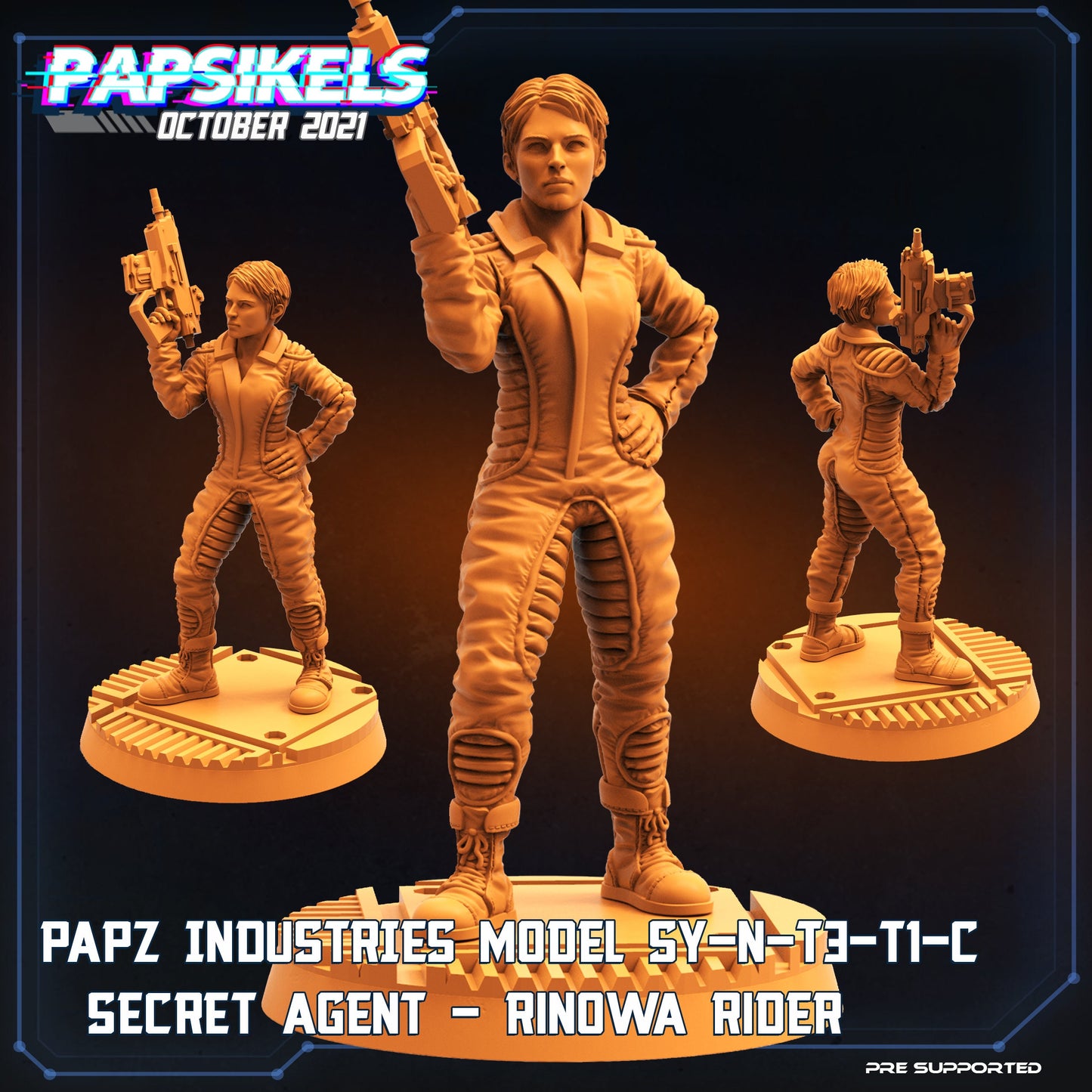 PAPZ Industries Model SY-N-T3-T1-C Secret Agent - Rinowa Rider | Tabletop Miniature | Sci-Fi | Cyberpunk