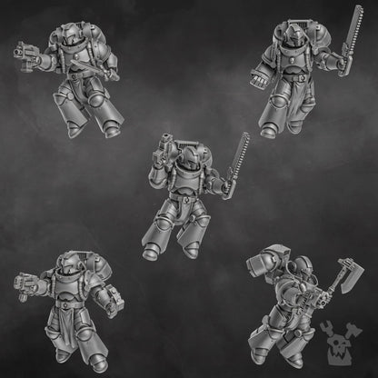 Space Knight Storm Squad with Jetpacks - Set of 5 | Grimdark | Sci-Fi Future | Tabletop Wargaming