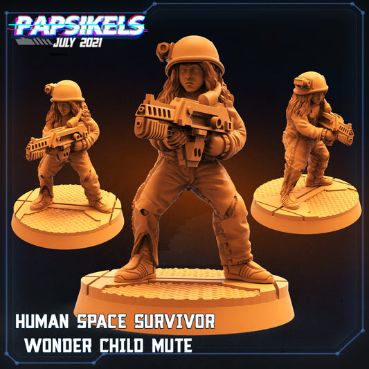 Human Space Survivor Wonder Child Mute  | Tabletop Miniature | Sci-Fi | Cyberpunk