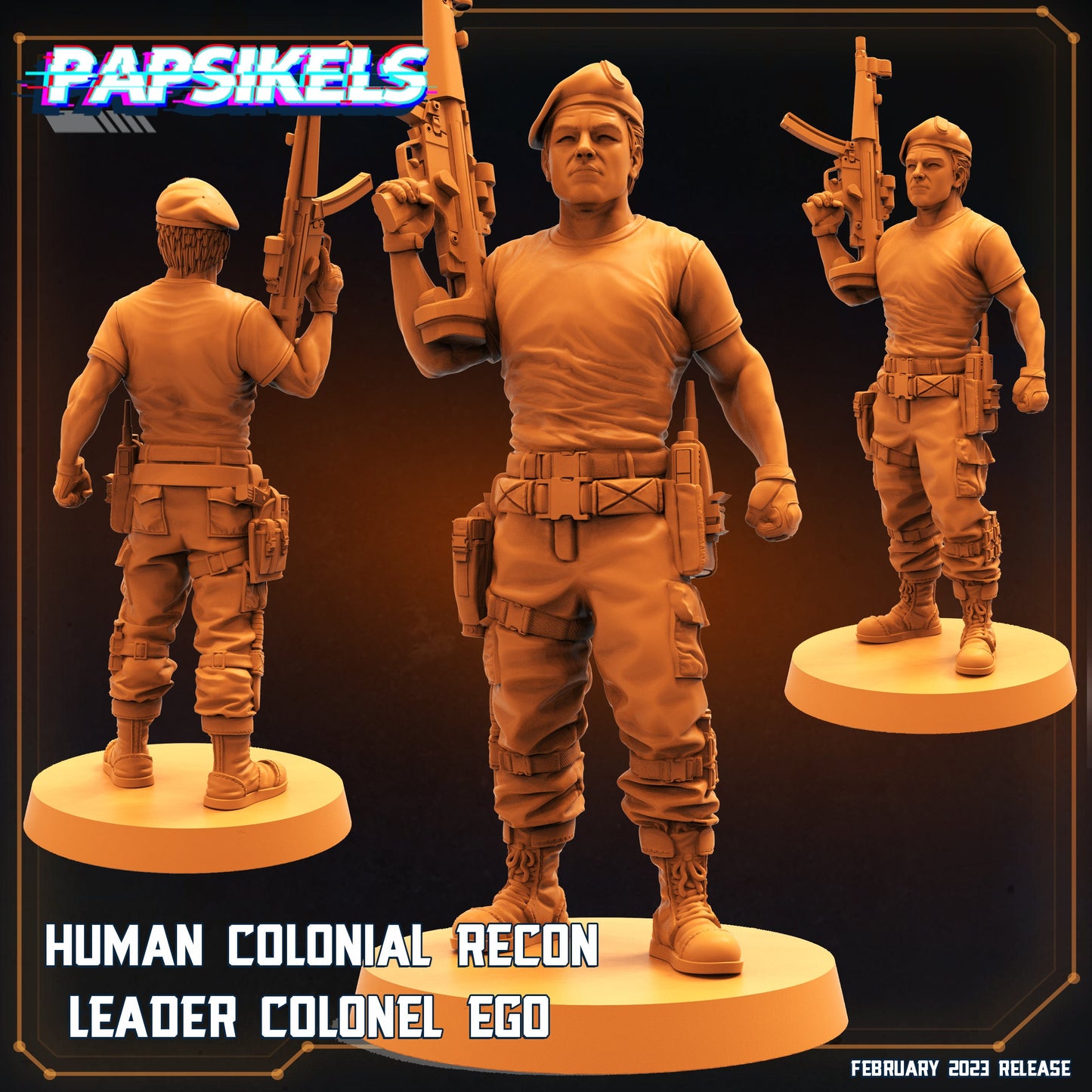 Human Colonial Recon Leader Colonel Ego - Resin 3D Print Alien Miniature | RPG | Sci fi | Cyberpunk | Role Playing | Papsikel Star Entrance