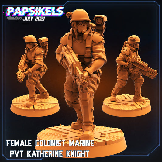 Female Colonist Marine PVT Katherine Knight  | Tabletop Miniature | Sci-Fi | Cyberpunk