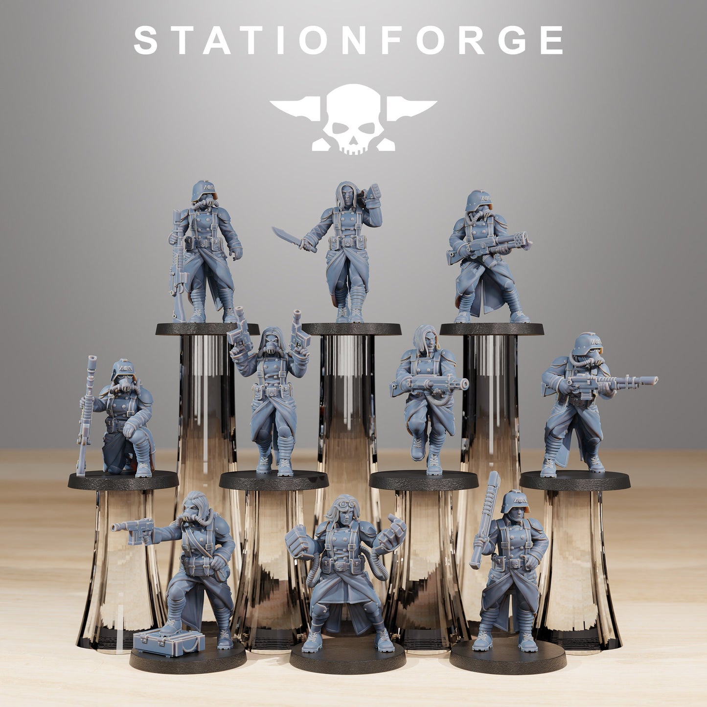 GrimGuard Sisters of War - Set of 10 | DnD Miniatures  | Wargame Proxy Minis | Sci-Fi | Cyberpunk