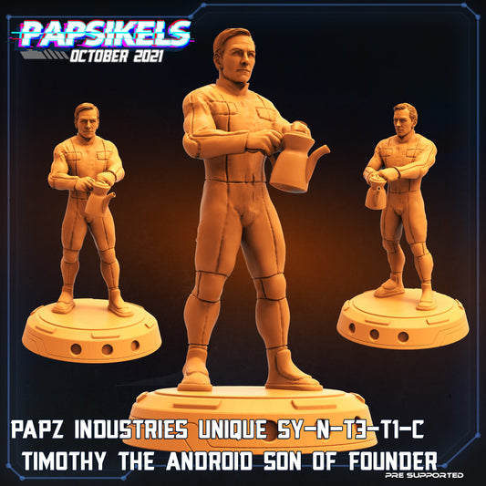 PAPZ Industries Model SY-N-T3-T1-C Timothy the Android Son of Founder  | Tabletop Miniature | Sci-Fi | Cyberpunk