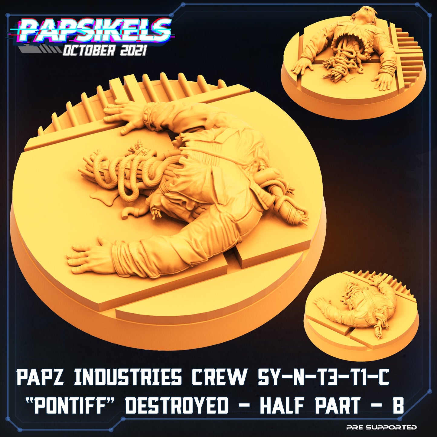 PAPZ Industries Crew Synthetic "Pontiff" Destroyed - Half Part - B  | Tabletop Miniature | Sci-Fi | Cyberpunk
