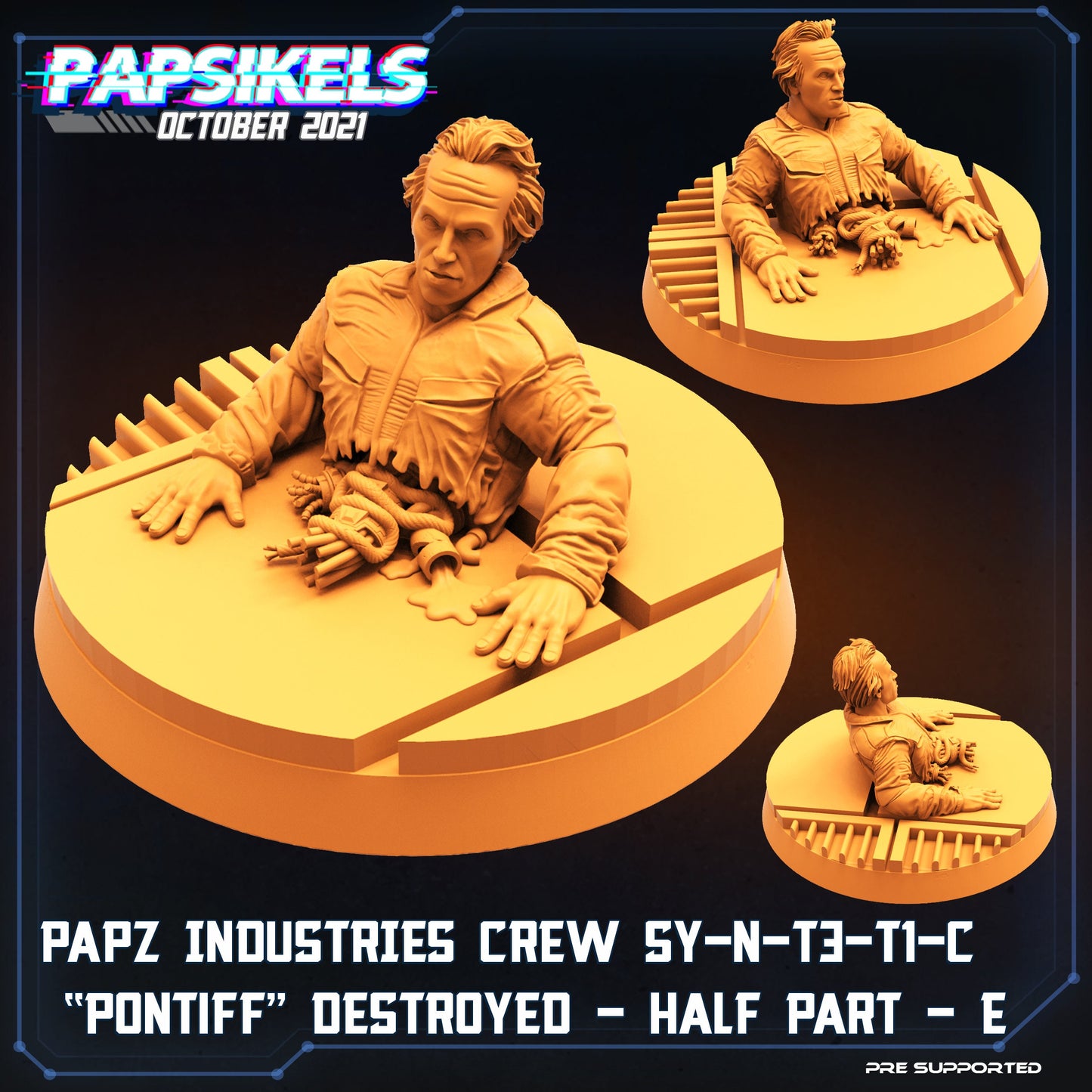 PAPZ Industries Crew Synthetic "Pontiff" Destroyed - Half Part - E  | Tabletop Miniature | Sci-Fi | Cyberpunk