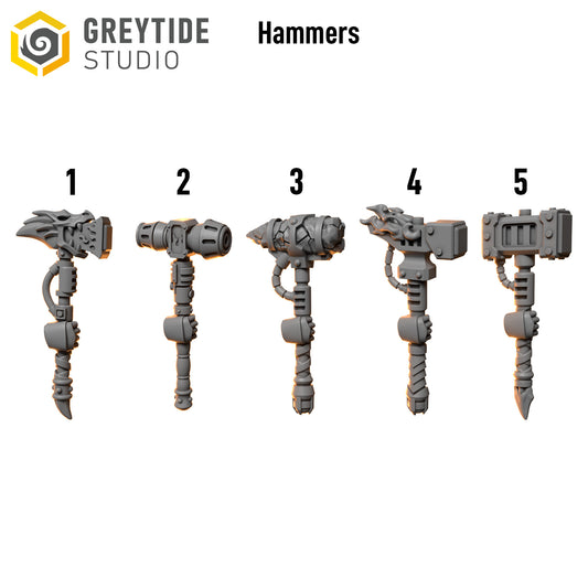 Bits - Anvil Warden Hammers - Set of 10 - 5 with hands 5 without hands