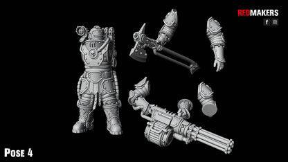 Solar Guard - Squad with Power Axes and Rotor Cannons - Pose 4