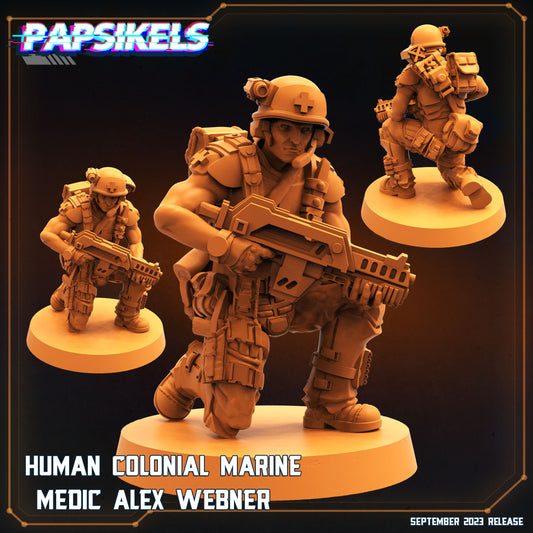 Human Colonial Marine Medic Alex Webner | DnD Miniatures  | Sci-Fi | Cyberpunk