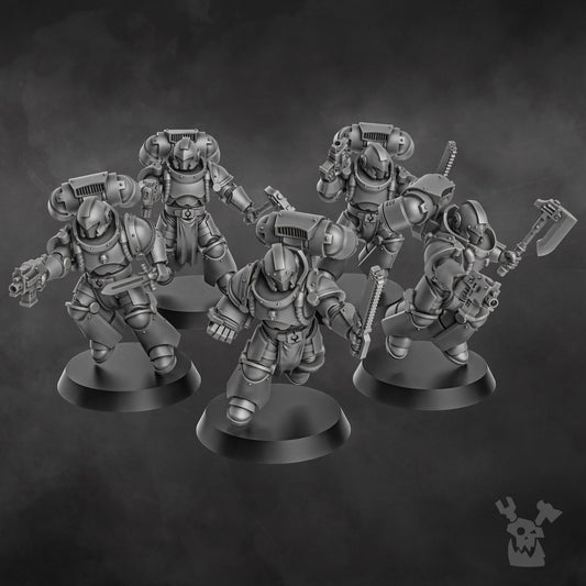 Space Knight Storm Squad with Jetpacks - Set of 5 | Grimdark | Sci-Fi Future | Tabletop Wargaming