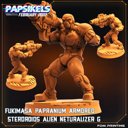 Fukimasa Papranium Armored Sterdroids Alien Neutralizer - G  | Tabletop Miniature | Sci-Fi | Cyberpunk