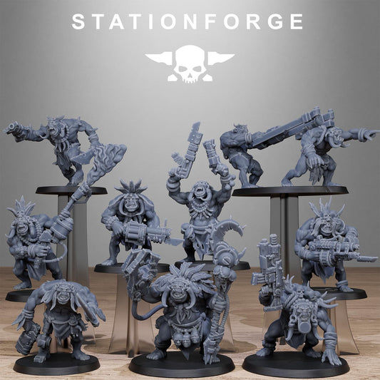 Orkaz Tribal Infantry - Set of 10 | Grimdark | Sci-Fi Future | Tabletop Wargaming