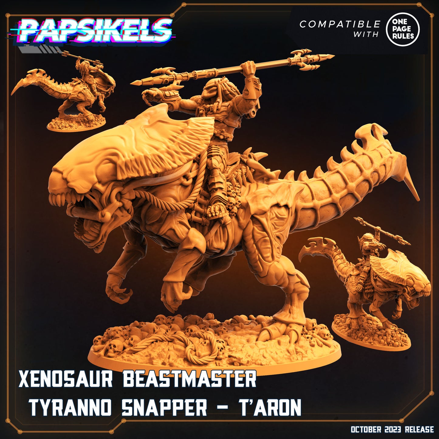 Xenosaur Beastmaster Tyranno Snapper - T'aron | DnD Miniatures | Tabletop Gaming | Tabletop Miniature | Sci-Fi | Cyberpunk