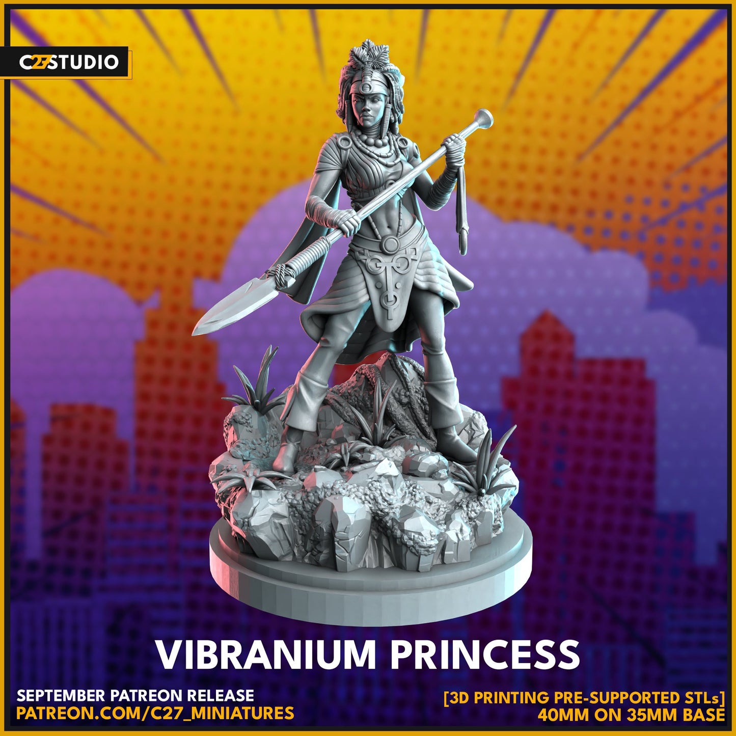 Vibranium Princess | 40mm Crisis Protocol | Tabletop Gaming | Tabletop Miniature | Superhero | MCP