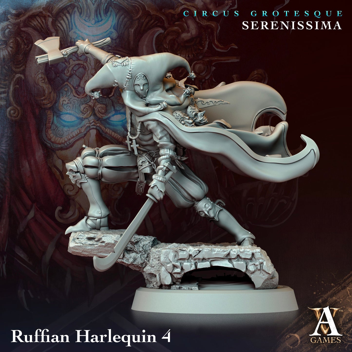 Ruffian Harlequin - v4 | DnD Miniatures | Tabletop Gaming Miniature | Fantasy-War Games