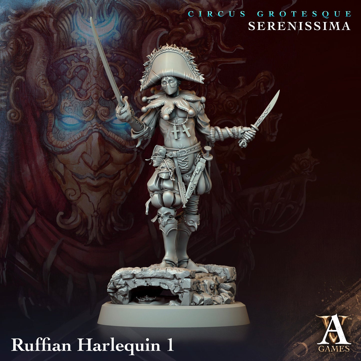 Ruffian Harlequin - v1 | DnD Miniatures | Tabletop Gaming Miniature | Fantasy-War Games