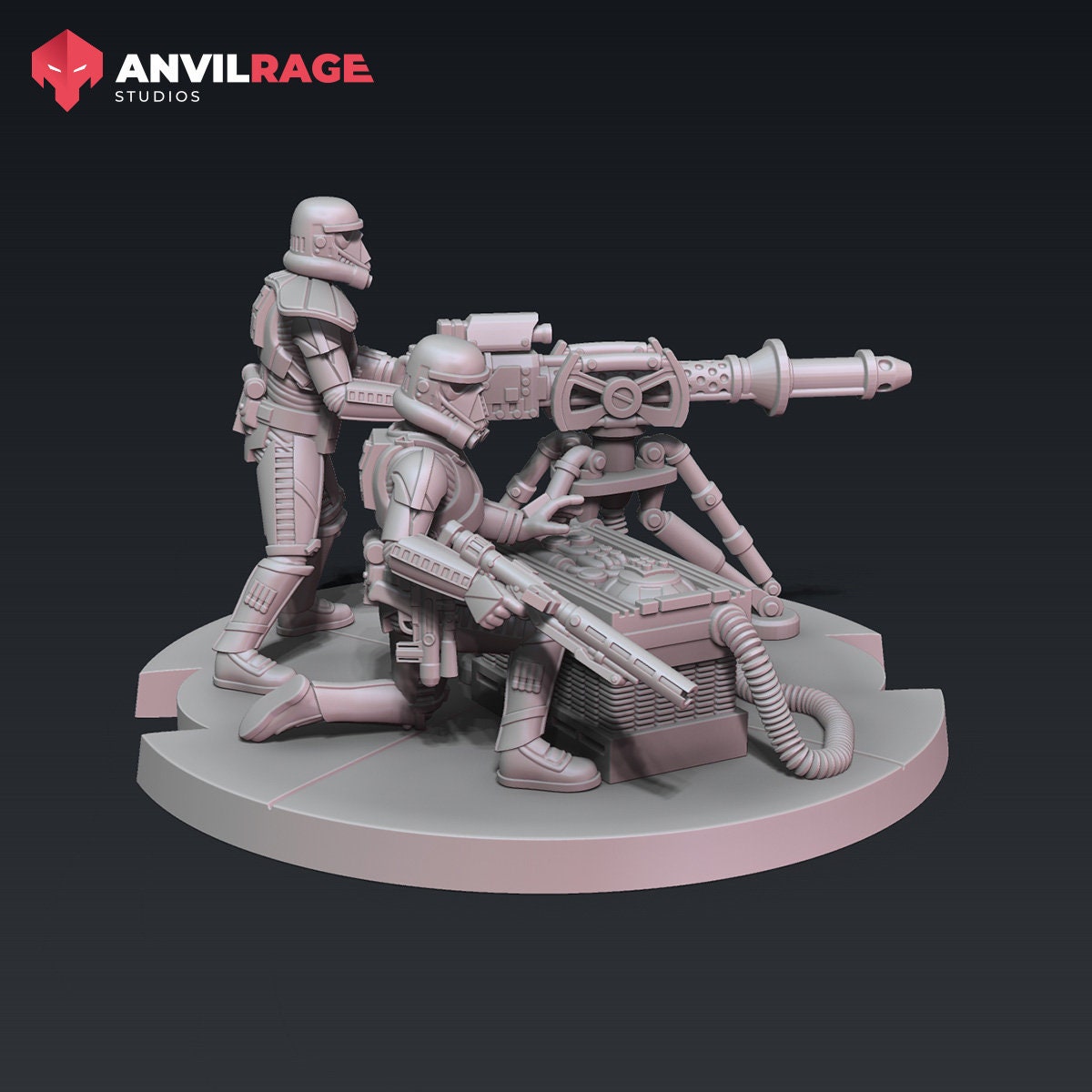 Heavy E-Blaster with Crew | Anvilrage | 35mm | SW Legions | DnD Miniatures | Tabletop Gaming | Sci-Fi | SW Miniatures