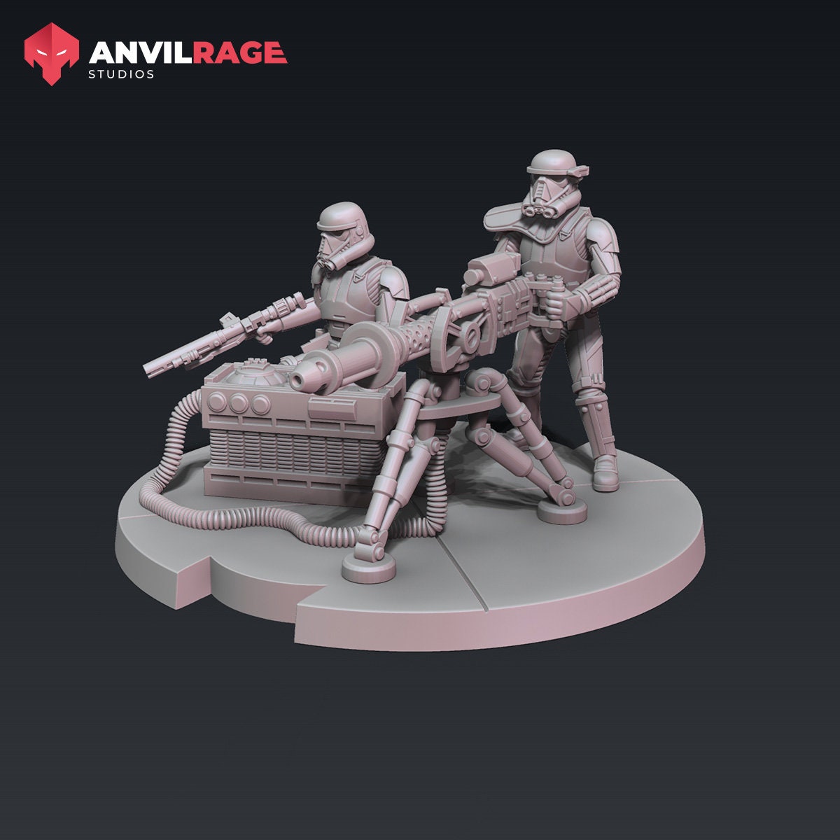 Heavy E-Blaster with Crew | Anvilrage | 35mm | SW Legions | DnD Miniatures | Tabletop Gaming | Sci-Fi | SW Miniatures