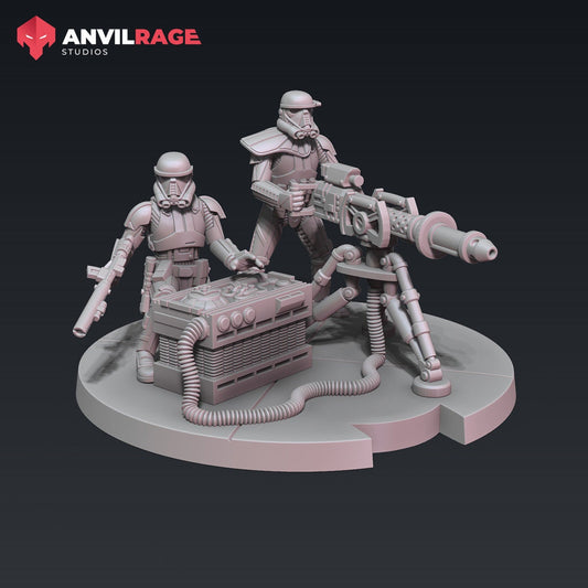 Heavy E-Blaster with Crew | Anvilrage | 35mm | SW Legions | DnD Miniatures | Tabletop Gaming | Sci-Fi | SW Miniatures