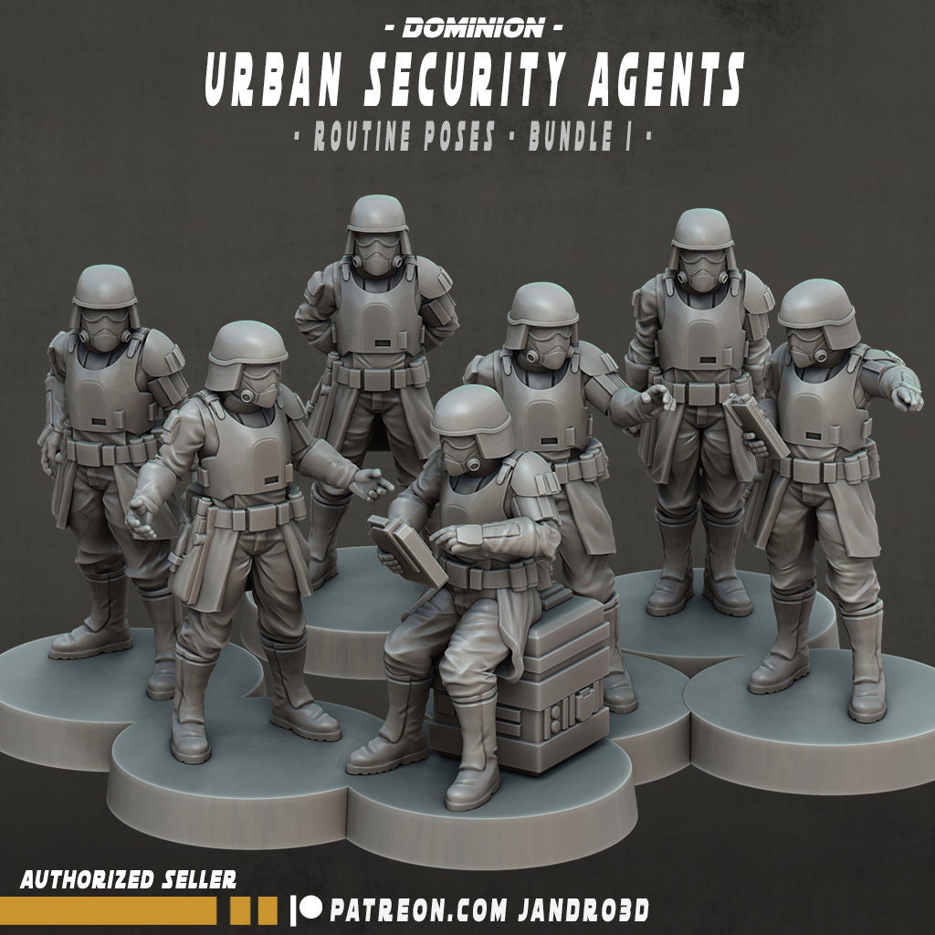 Urban Security Agents - Routine Poses - Set of 7 | 35mm | SW Legions | DnD Miniatures | Shatterpoint | Sci-Fi | SW Miniatures