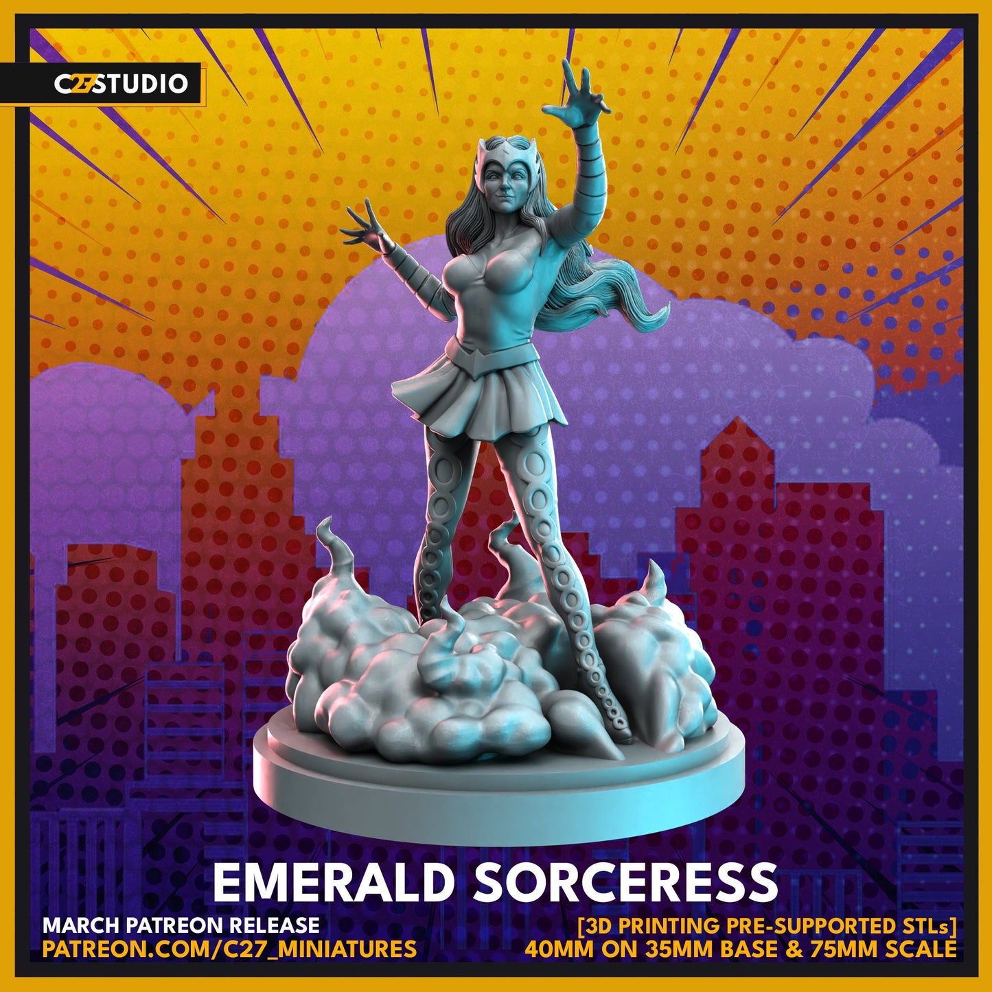 Emerald Sorceress | 40mm Crisis Protocol | Tabletop Gaming | Tabletop Miniature | Superhero | MCP