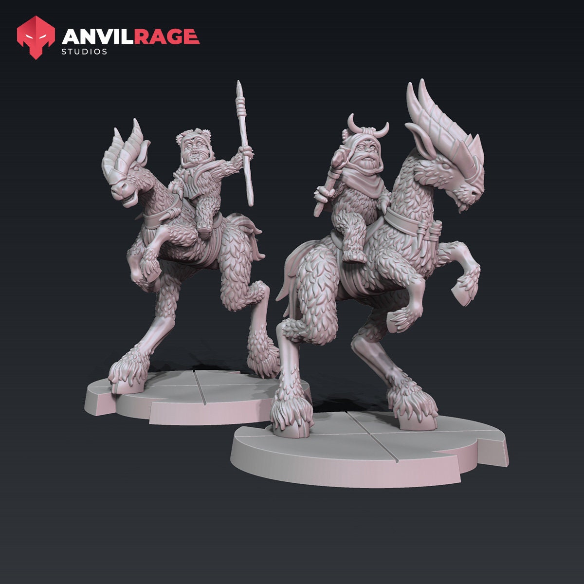 Guerilla Bear Stag Riders v2 - 2 Pack | Anvilrage | 35mm | SW Legions | DnD Miniatures | Tabletop Gaming | Sci-Fi | SW Miniatures