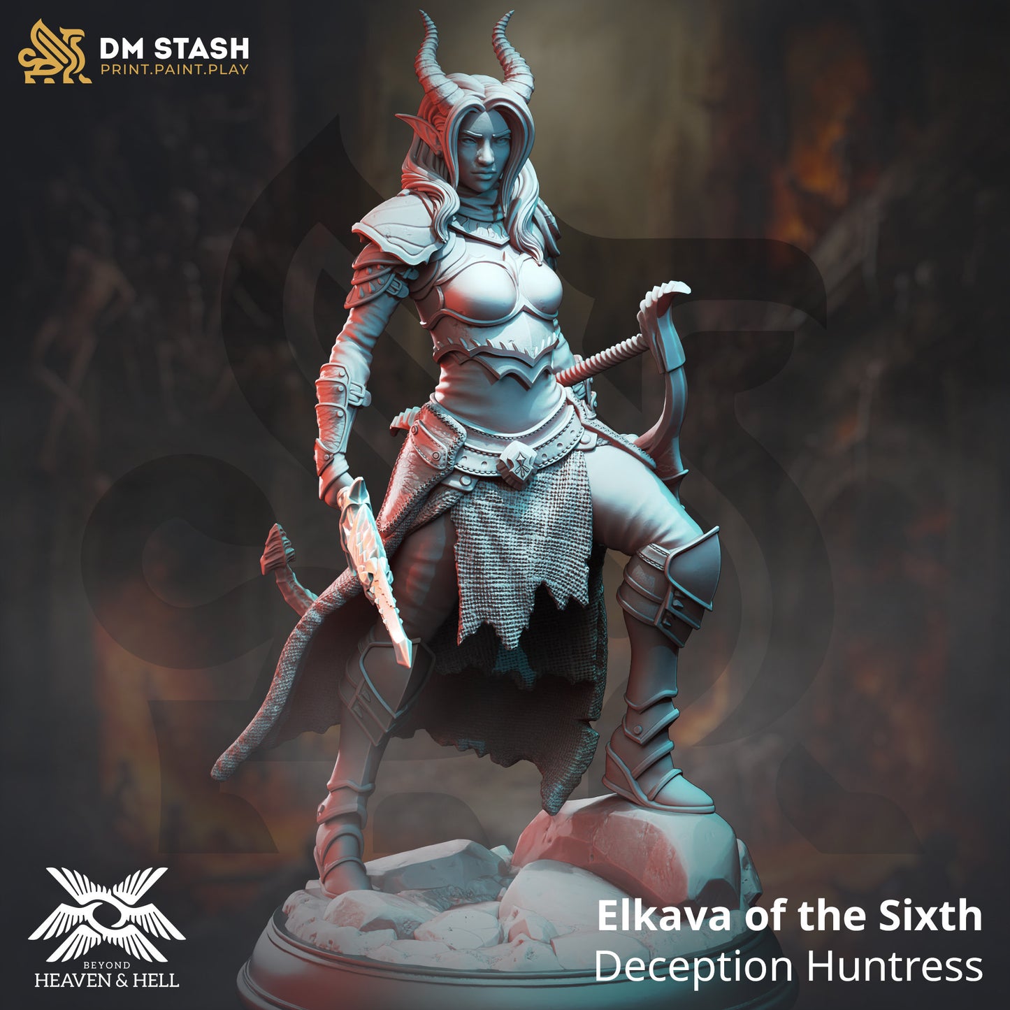 Elkava of the Sixth - Deception Huntress | Tabletop Gaming Miniature | Fantasy-War Games