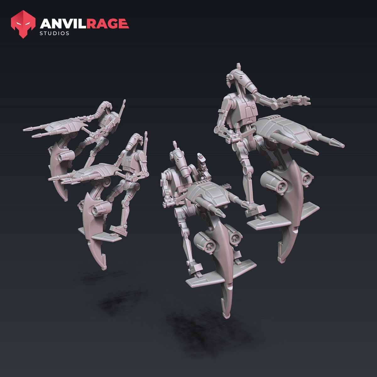 Clankers on Speeders - 4 Pack | Anvilrage | 35mm | SW Legions | DnD Miniatures | Tabletop Gaming | Sci-Fi | SW Miniatures