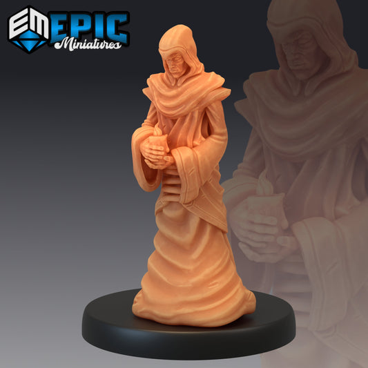 Yellow Cultist Praying | DnD Miniatures | Tabletop Gaming Miniature | Fantasy-War Games