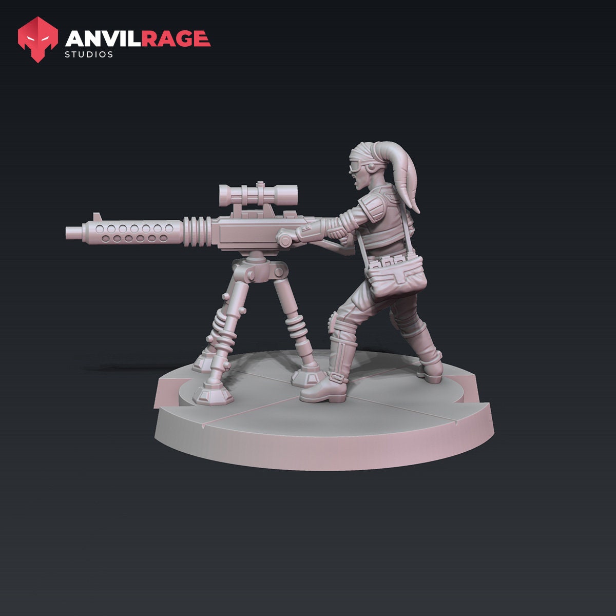 Freedom Fighters - Female Medium Blaster | Anvilrage | 35mm | SW Legions | DnD Miniatures | Tabletop Gaming | Sci-Fi | SW Miniatures