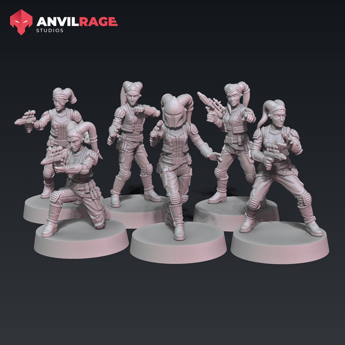 Freedom Fighters - Female Light Infantry - Set of 6 | Anvilrage | 35mm | SW Legions | Tabletop Gaming | Sci-Fi | SW Miniatures