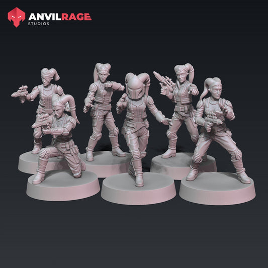 Freedom Fighters - Female Light Infantry - Set of 6 | Anvilrage | 35mm | SW Legions | Tabletop Gaming | Sci-Fi | SW Miniatures