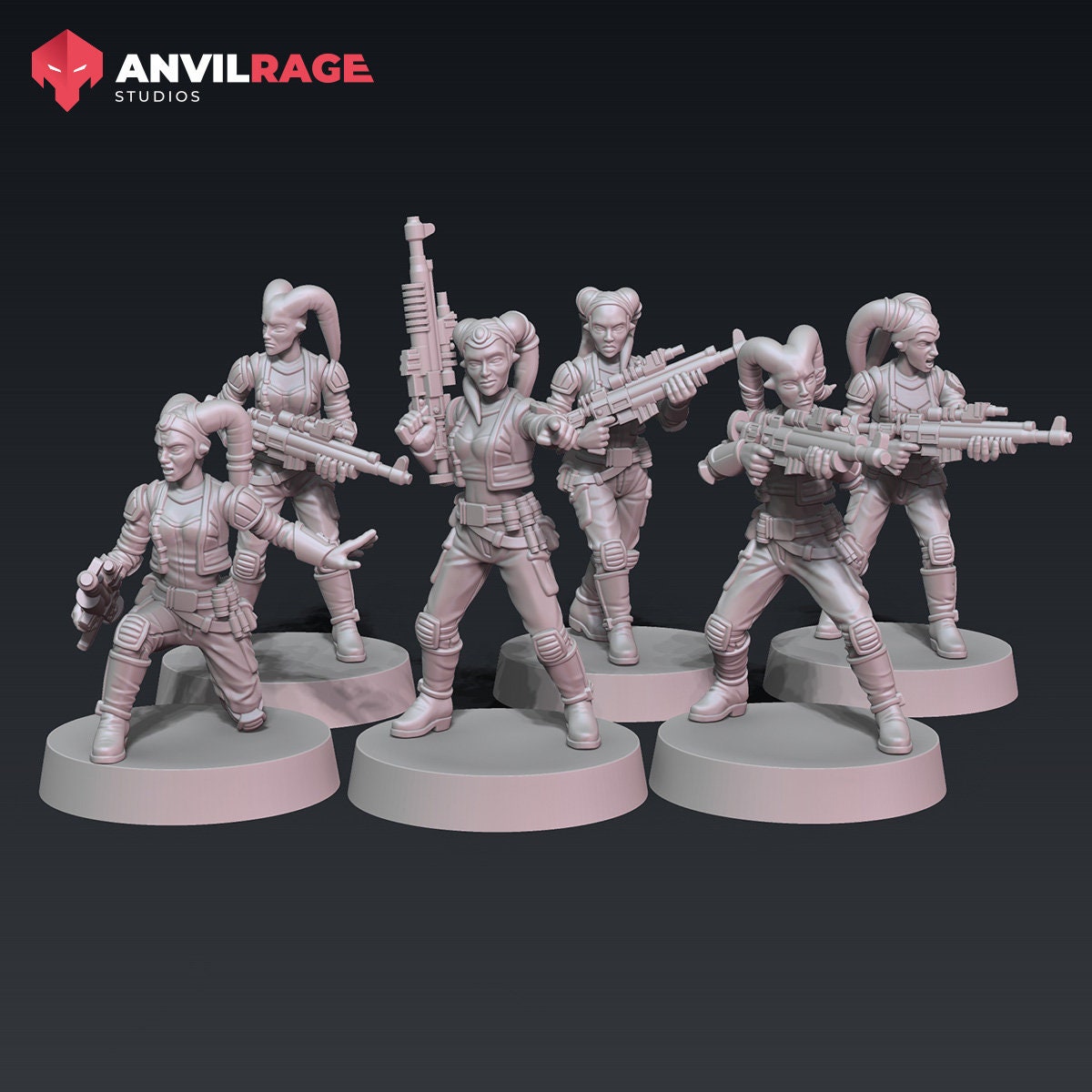 Freedom Fighters - Female - Set of 6 | Anvilrage | 35mm | SW Legions | DnD Miniatures | Tabletop Gaming | Sci-Fi | SW Miniatures