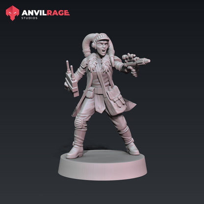 Freedom Fighters - Female Commander | Anvilrage | 35mm | SW Legions | DnD Miniatures | Tabletop Gaming | Sci-Fi | SW Miniatures