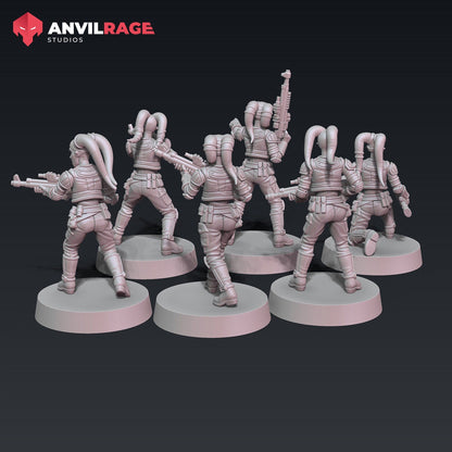 Freedom Fighters - Female - Set of 6 | Anvilrage | 35mm | SW Legions | DnD Miniatures | Tabletop Gaming | Sci-Fi | SW Miniatures