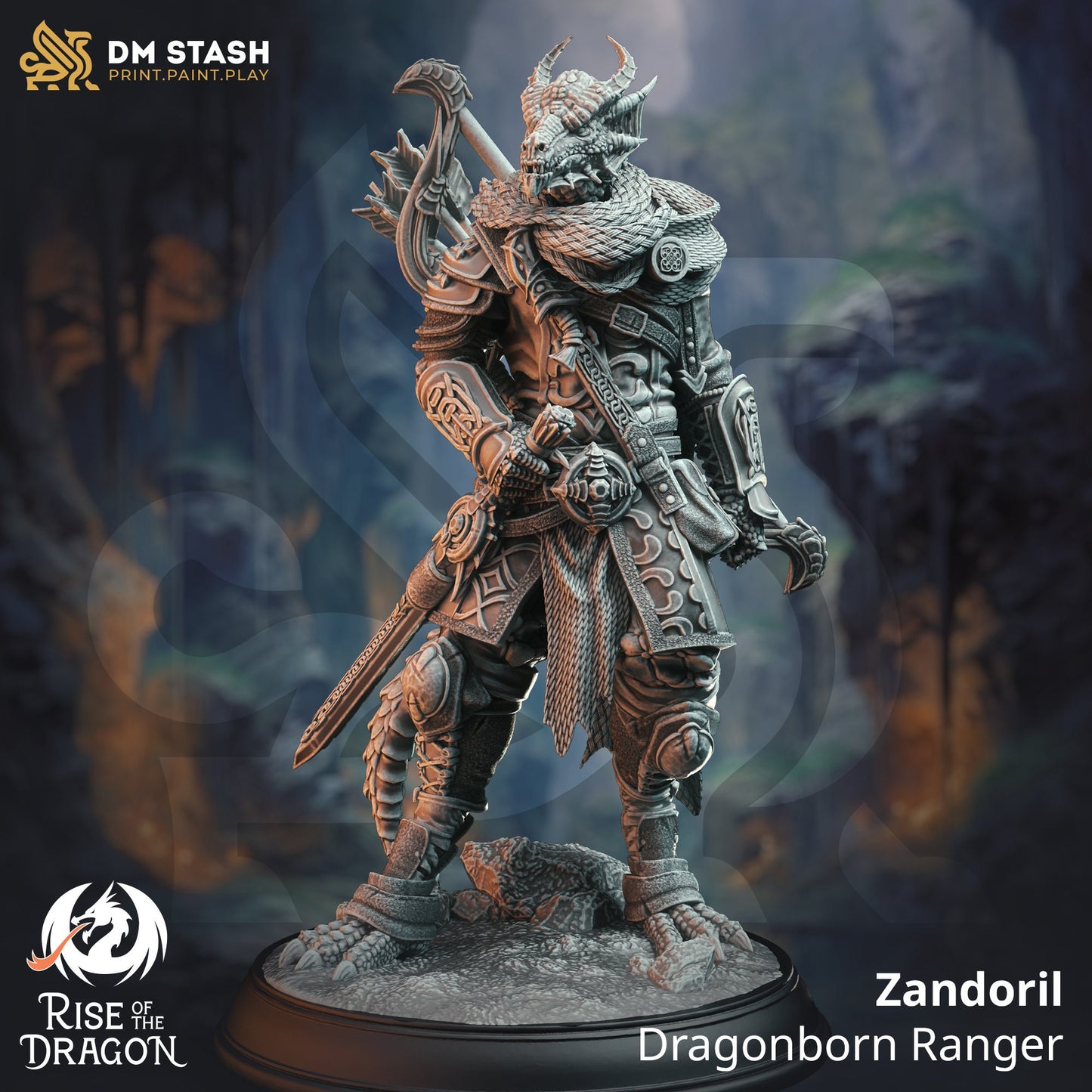 Zandoril - Dragonborn Ranger | DnD Miniatures | Tabletop Gaming Miniature | Fantasy-War Games