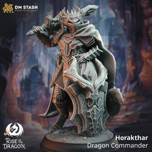Horakthar Dragon Commander - Neutral Stance | DnD Miniatures | Tabletop Gaming Miniature | Fantasy-War Games