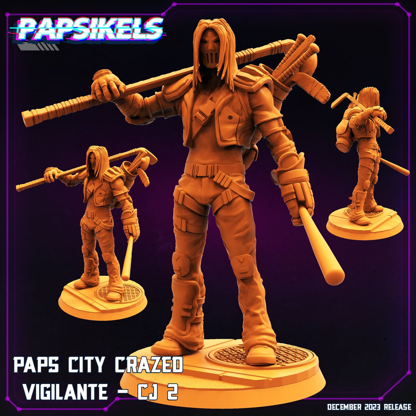 Paps City Crazed Vigilante - CJ 2 | DnD Miniatures | Tabletop Gaming | Tabletop Miniature | Sci-Fi | Cyberpunk