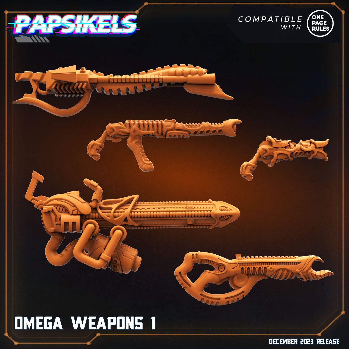 Omega Weapons 1 - Set of 5 | DnD Miniatures | Tabletop Gaming | Tabletop Miniature | Sci-Fi | Cyberpunk