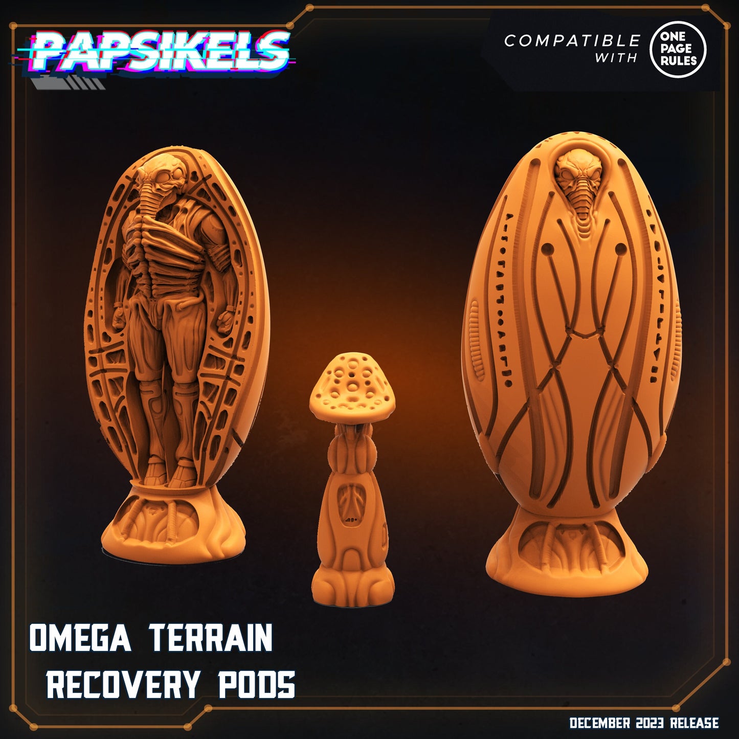 Omega Terrain Recovery Pods Set | DnD Miniatures | Tabletop Gaming | Tabletop Miniature | Sci-Fi | Cyberpunk