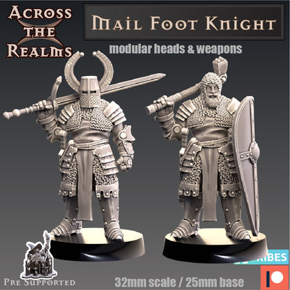 Chain Mail Foot Knight - Modular Heads & Weapons - Makes 2 Knights