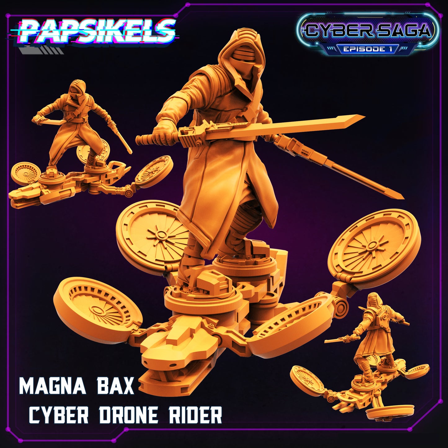 Cyber-Saga - Magna Bax Cyber Drone Rider with Flight Stand