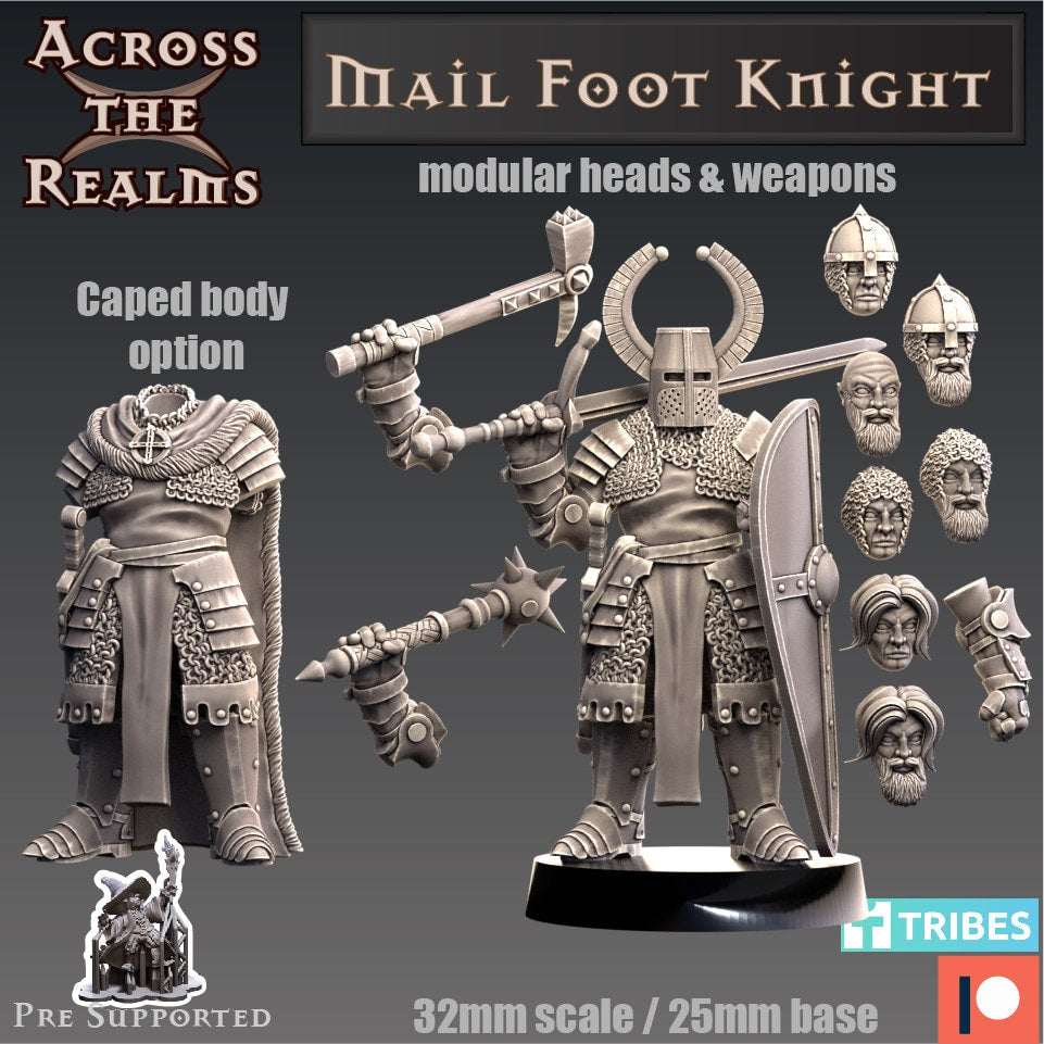 Chain Mail Foot Knight - Modular Heads & Weapons - Makes 2 Knights