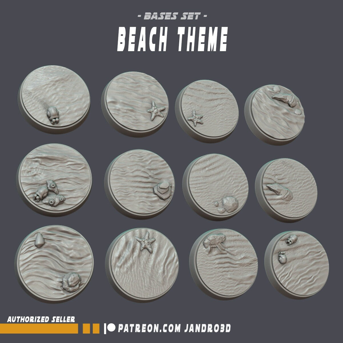 27mm Beach Theme Bases - Set of 12