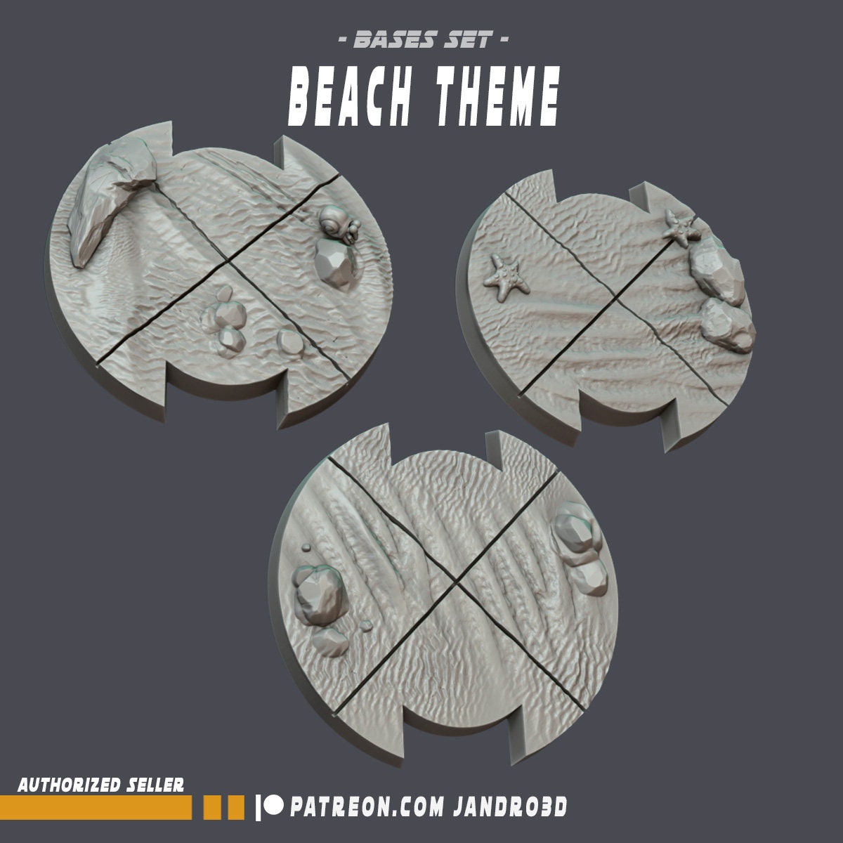 50mm Beach Theme Bases - Set of 3